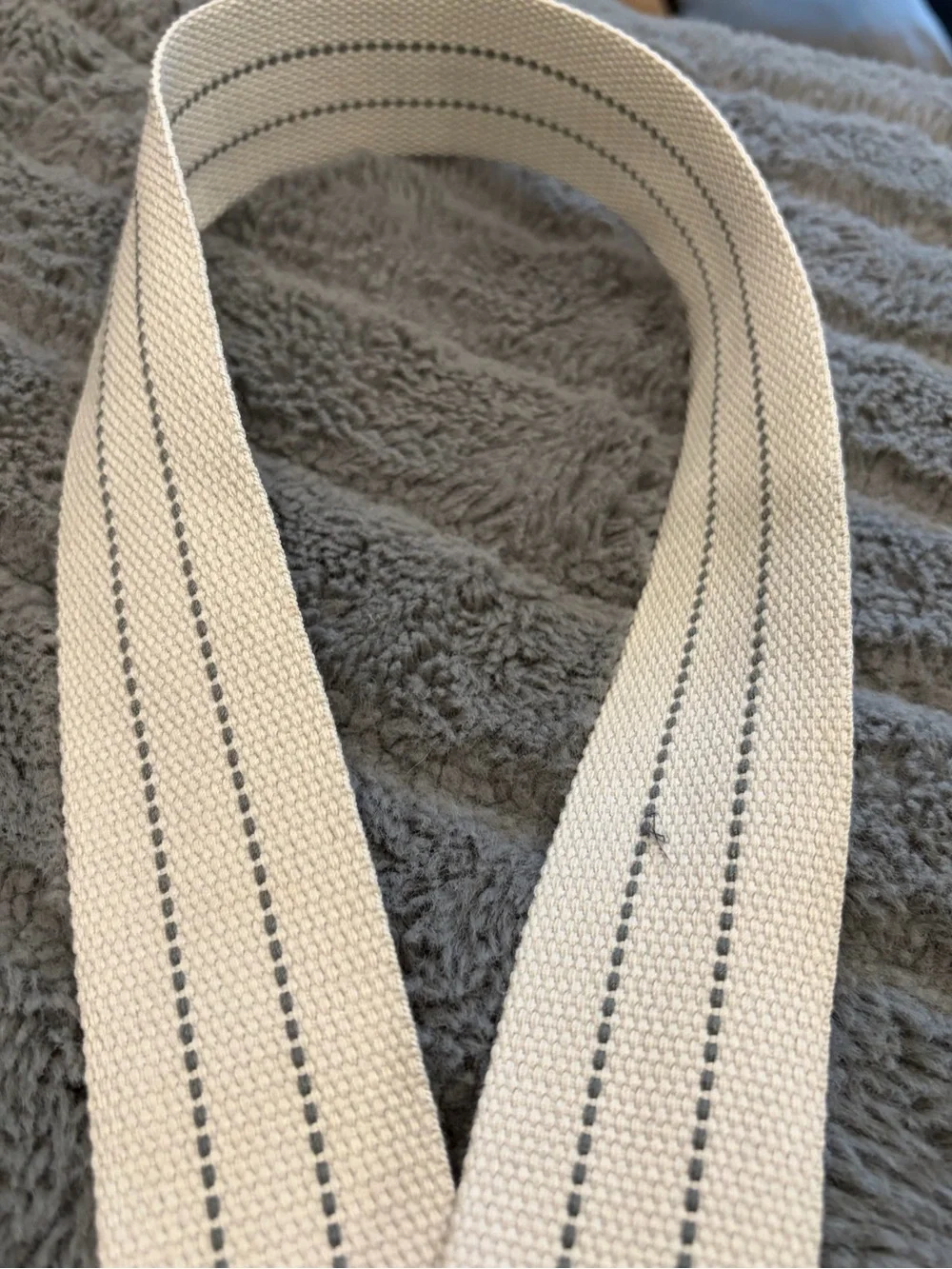Canvas D-Ring Belt - Cream with Black Stitching